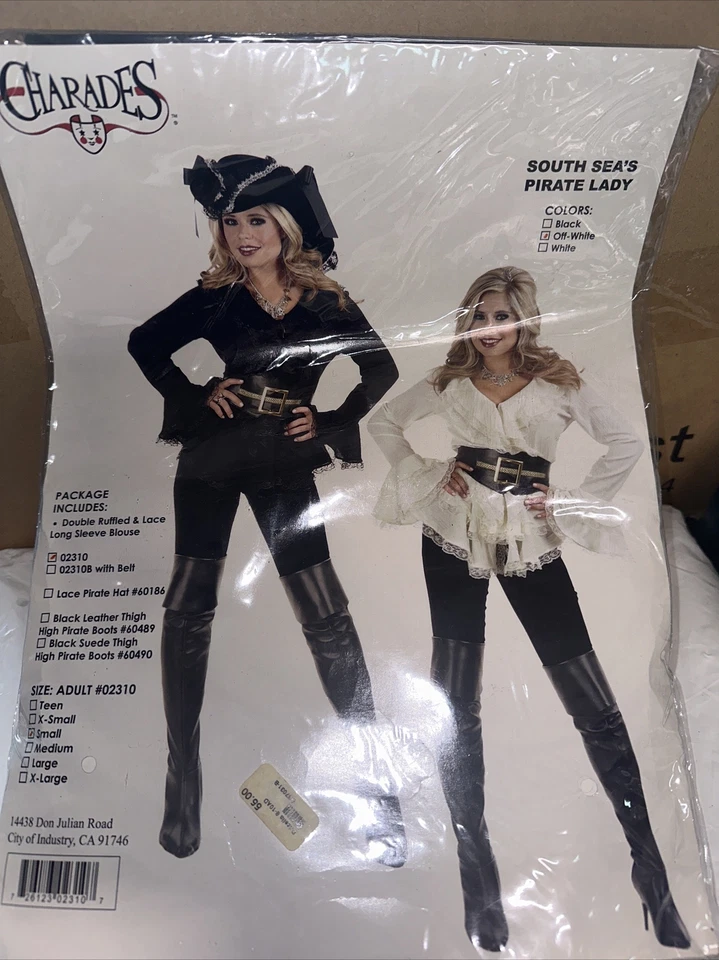 Blusa blanca apagada dama pirata del mar del sur talla única para mujer disfraz mediano Foto 1 de 1