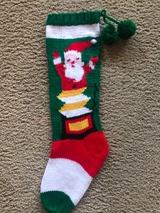 Hand Knit Christmas Stocking ~Santa Jack in the Box~will personalize - Bild 1 von 2
