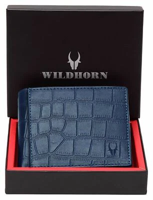 WILDHORN® Carter Leather Wallet for Men (Blue Croco)- Free Ship - Image 1 of 4