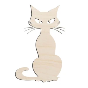 Halloween Cat Laser Cut Out Unfinished Wood Shape Craft Supply - Picture 1 of 6