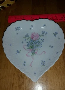 Vintage Mikasa Bone Heart Shape Plate/Dish forget me not always & forever japan - Picture 1 of 4