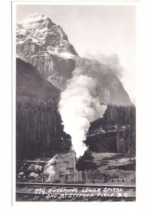 Entering Lower Spiral & Mt Stephen, Field BC, Byron Harmon Real Photo RPPC #779 - Bild 1 von 2