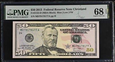 2013 $50 Federal Reserve Note Fr-2132-D Cleveland PMG68 Superb Gem EPQ - Image 1 of 2