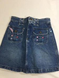 Genuine Girls Skirt Blue Light Wash Above Knee Flowers Embroidered denim Size 8 - Picture 1 of 12