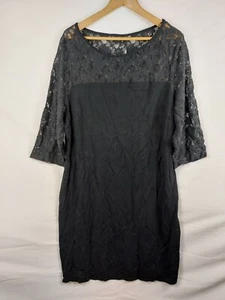 Anya Madsen Womens *New* Black Mesh Sleeve Detail Midi Dress Size 26 (113-00020) - Picture 1 of 5