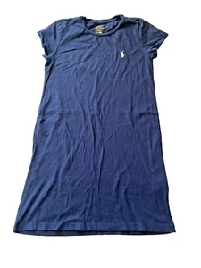 Polo Ralph Lauren Navy Blue Girls Cotton Tee Shirt Dress Girls 12/14 - Picture 1 of 3