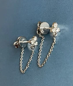 Pendientes de diamantes de oro blanco de 18 quilates trilogía cadena envolvente gota 0,25 quilates - Imagen 1 de 13