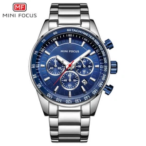 MINI FOCUS Watch Men Military Steel Wristwatch Chronograph Date Busienss Watch - Picture 1 of 25
