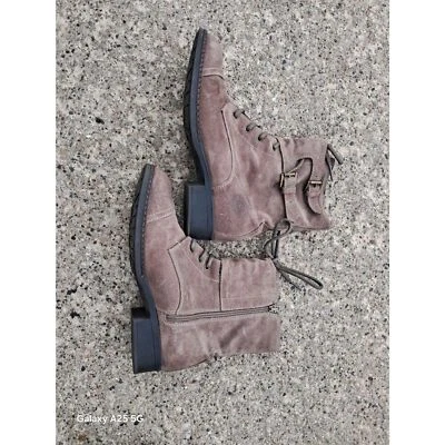 Сейшельские острова замшевые желтовато-коричневые кожаные сапоги со шнурками и молнией женщин размер 9 - Изображение 1 из 4