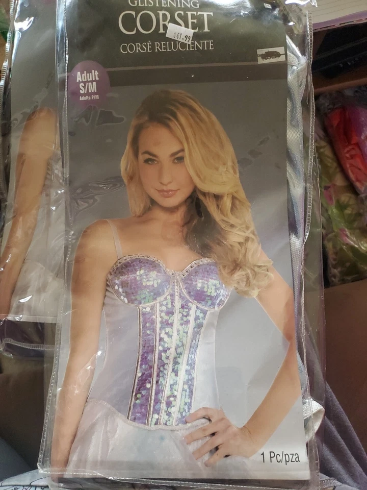 Adult Womens Glistening Costume Corset S/m to Size 8 Sequins Mermaid Bustier