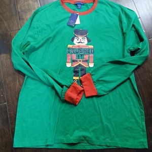 Christmas Shirt Mens  Long Sleeve Sleep Jersey Tee new pajama Large - Picture 1 of 5