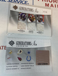 2009 Ultimate Generations Six Patch Relic Card Adrian Peterson Marion Barber /35