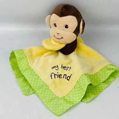 Garanimals My Best Friend Monkey Lovey Green Yellow 13x13 Baby Security Blanket - Image 1 of 4