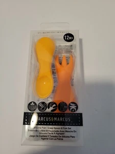 Marcus & Marcus Baby Silicone Fork and Spoon Set, Palm Grasp for Baby - Picture 1 of 6