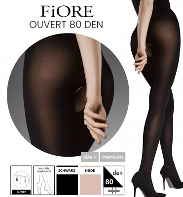 FIORE OUVERT 80 Strumpfhose mit Öffnung Schritt offen sexy 80DEN Übergröße S-3XL - Bild 1 von 4
