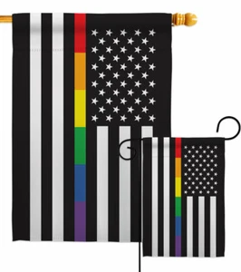 Bandera de jardín de línea delgada arco iris de Estados Unidos soporte de orgullo regalo decorativo patio casa pancarta - Imagen 1 de 17