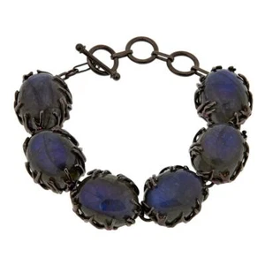 Meher's Jewelry S LABRADORITE RUBY ADJUSTABLE TOGGLE CLOSURE BRACELET BLACK RHOD - Picture 1 of 3