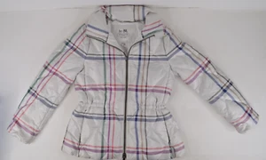 Coach Tattersall Puffer Plaid Jacket Double Zipper Zip Up White Stripes Size XS - Picture 1 of 23