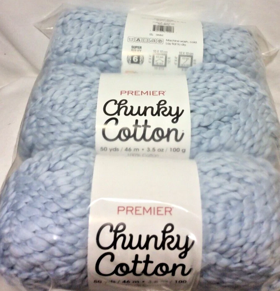 Premier Chunky Cotton Yarn 3 Pack “Sky Blue” — 第 1/1 张图片