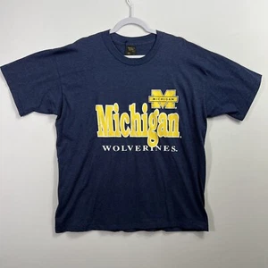 Vintage 90s University of Michigan Wolverines NCAA College Striped Tee Adult XL - Picture 1 of 6