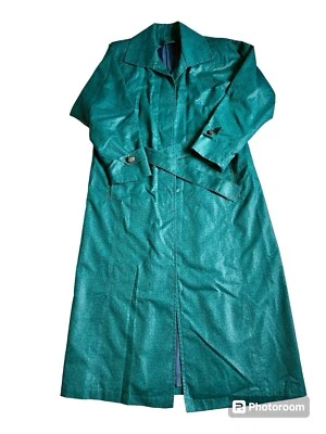 Vintage 80s London Fog Midi Trench Coat Size 6 Forest Green Colorful W/ Hood - Image 1 of 4