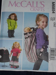 18" Doll Coats Backpack Mittens Top Pants  McCalls 6854 Sewing Pattern * - Picture 1 of 2