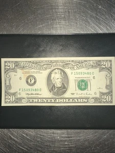 1995 Vintage 20 Dollar Note Serial F150934380 NICE NOTE SHARP CONERS - Picture 1 of 4