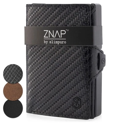 ZNAP® Slim Wallet Kreditkartenetui Portemonnaie Geldbörse Herren 8 RFID Carbon - Bild 1 von 3