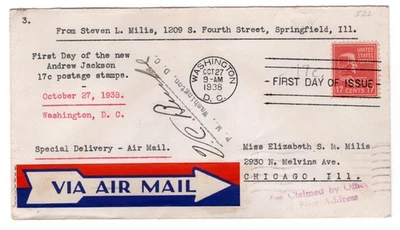 #819 Presidential Series 14c Franklin Pierce 1938 FDC - Typed Cachet - Image 1 of 2