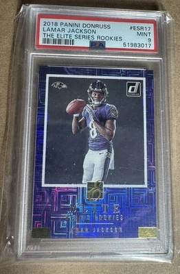 2018 PANINI DONRUSS LAMAR JACKSON THE ELITE SERIES ROOKIE ESR17 PSA 9 MINT - Image 1 of 2