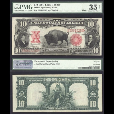 Bisonte 1901 $10 licitación legal - Fr. 122 - PMG 35 EPQ Foto 1 de 3
