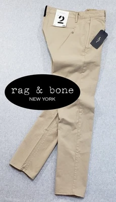 ✅Pantalones chinos clásicos Rag & Bone ajustados 2 beige talla 34x32 sarga de algodón para hombre Foto 1 de 4