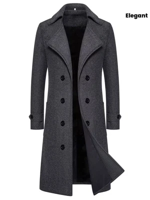 Women’s Elegant Long Trench Winter Coat Luxury Double Breasted  Warm Jacket - Image 1 of 4