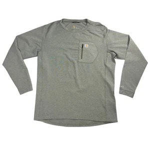 Carhartt Long Sleeve Crewneck Sweatshirt Mens XL Green Zipper Pocket MBL110 BOL - Picture 1 of 12