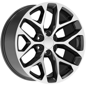 Replica PR176 Snowflake 22x9 6x5.5" +24mm Black/Machined Wheel Rim 22" Inch - Picture 1 of 8