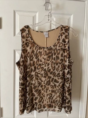 Chicos Pretty Tank Top Sz 3 Sleeveless Tank Top Pretty brown animal Print Tank - Image 1 of 3