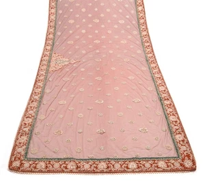 Sushila Vintage Dark Brown Net Heavy Dupatta Hand Beaded Gotta Patti Long Stole - Picture 1 of 10
