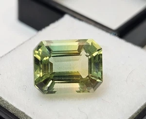 Glossy Bi-Colour Tourmaline Emerald Cut 6+ Ct Natural Certified Loose Gemstone - Picture 1 of 8