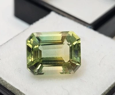 Glossy Bi-Colour Tourmaline Emerald Cut 6+ Ct Natural Certified Loose Gemstone - Image 1 of 4