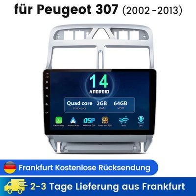 Junsun 9" Autoradio DAB 2Din Navi Android 14 für peugeot 307 2002-2013 2+64G - Bild 1 von 4