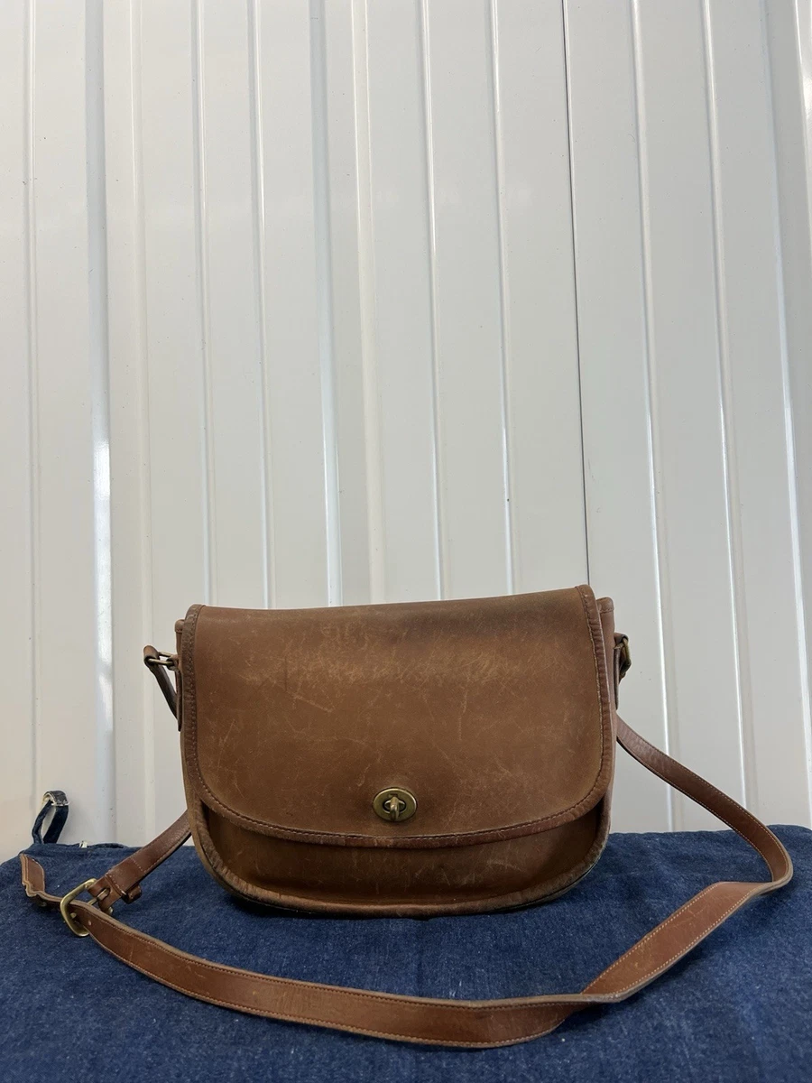 バッグ Vintage Coach City Bag DarkBrown Leather Vintage Coach Brown Distressed Leather Large Crossbody City