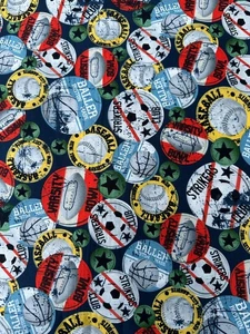 1.5 Yards Bowling Softball Baseball Soccer Sports Hancock Fabrics Cotton 44"x54" - Picture 1 of 3