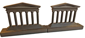 Antique Cast Iron Neoclassical Federal Temple Bookends Lincoln Memorial - Picture 1 of 11