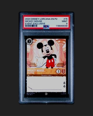 2024 Disney Lorcana MICKEY MOUSE TRUE FRIEND 15/P2 EVENT EXCLU. PROMO PSA 9 MINT - Image 1 of 2