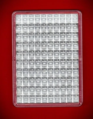 Silbertafel CombiBar 100x1 Gramm 999er Silber LBMA original verschweißt Valcambi - Bild 1 von 2