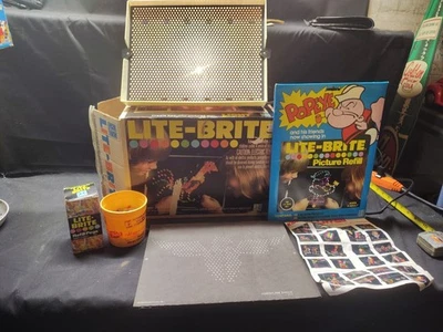 Hojas de clavijas Lite Brite Works 1975 vintage, caja de recarga Popeye N clavijas nueva Foto 1 de 4