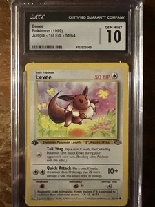 Pokémon Jungle 1st Edition Eevee, #51, Vintage, Wizards Of The Coast CGC 10! - Picture 1 of 2