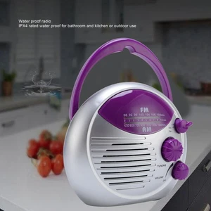 Waterproof Shower Radio Portable AM FM Battery Powered Radio For Bathroom Kitche - Picture 1 of 24