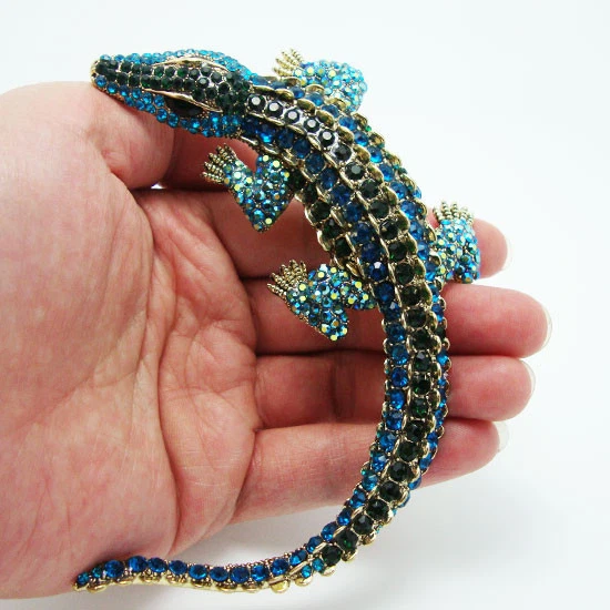 Fashion Huge 4.4" Cyan Brooch Pin Rhinestone Crystal Pendant - Image 1 of 2