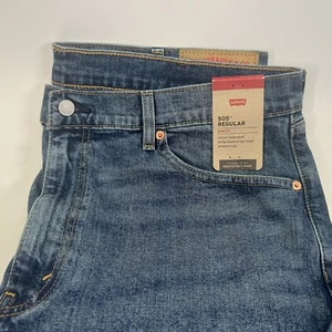Levi's 505 Jeans Blue Regular Fit Stretch Cotton Blend Men's W40 L34 - Picture 1 of 6